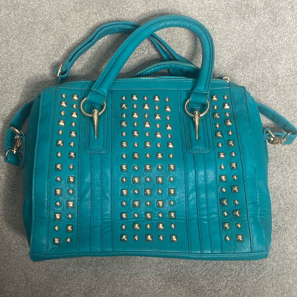 Black Rivet Studded  Leather Bag